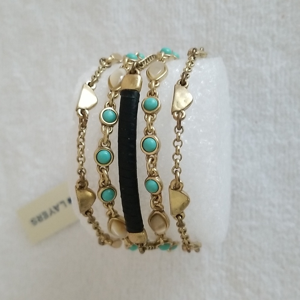 New Lucky Brand Beaded Layer Bracelet
